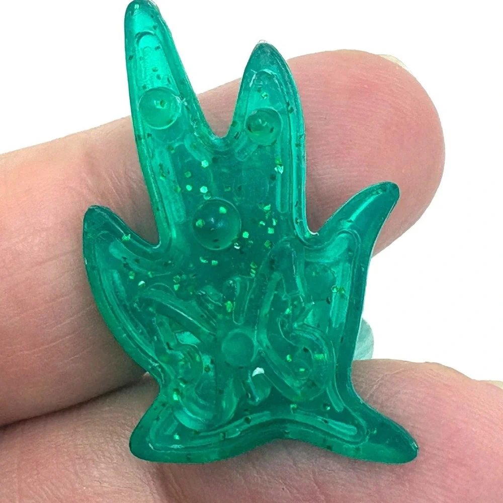 Vintage Polly Pocket Glitter Translucent Purple Flower and Green Stem Accessory